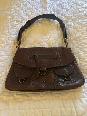 Vintage Via Republica Brown Leather Shoulder Bag Made in Italy